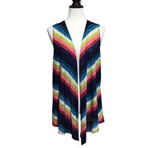 Travel Elements Striped Open Front Vest M